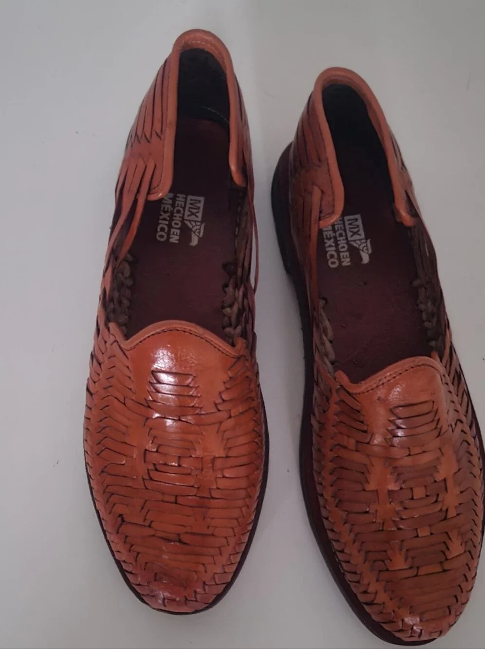 Mens Huaraches Handwoven Leather Slip-On Shoes Like New